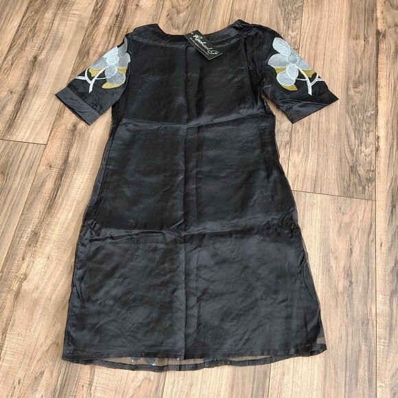 Rachael G. Black Floral Summer Dress with Short Sleeves, Sizes M and S - Picture 9 of 13